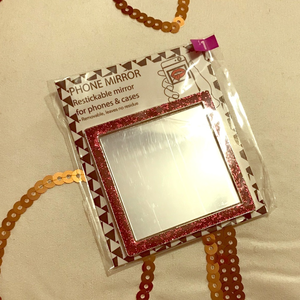 Pink Glitter Phone Mirror